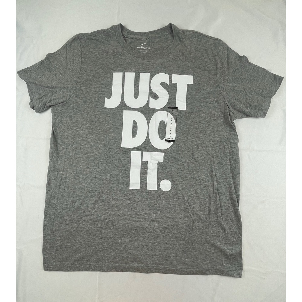 Nike Just Do It Graphic T-Shirt Mens Large Grey Heather Short Sleeve Crewneck